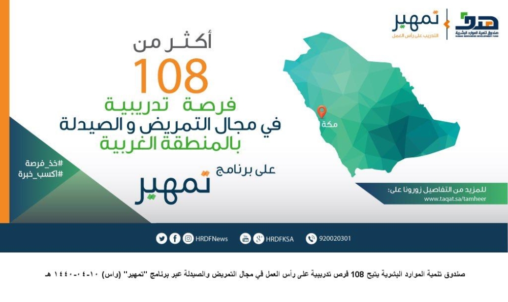 هدف يتيح 108 فرص تدريبية في التمريض والصيدلة المدينة
