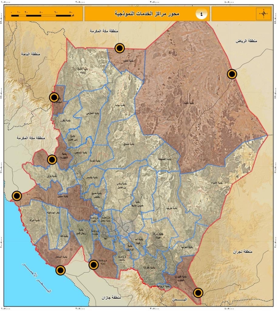 خريطة منطقة عسير ومحافظاتها