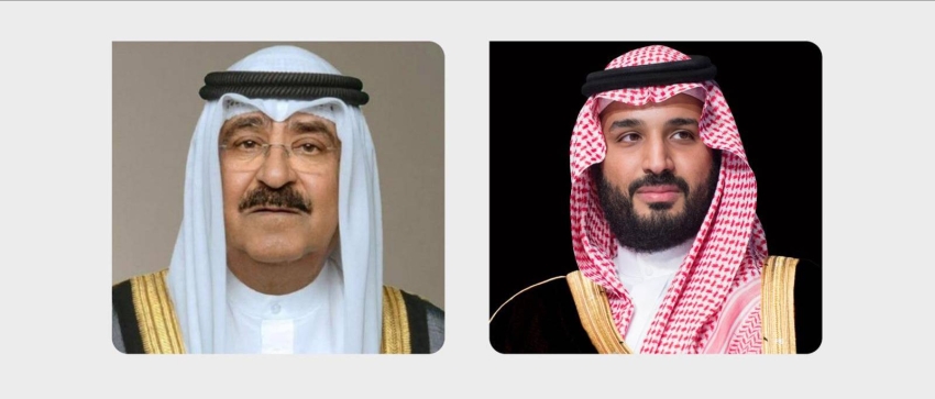 الأمير محمد بن سلمان بن عبدالعزيز آل سعودـ ولي العهد و سمو الشيخ مشعل الأحمد الجابر الصباح أمير دولة الكويت.